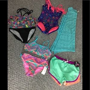 Girl Swim Suit, Cover up & Shorts.
